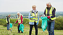 group, senior, seniors, retired, retirement, collecting, litter, rubbish, trash, cleaning up, tidying, garbage, volunteer, volunteering, helping, helpful, community, countryside, nature, responsibility, man, men, woman, women, male, female, portrait, looking at camera, friends, four people, people, person, together, happy, smiling, outdoors, caucasian, 60s, sixties, 80s, eighties, horizontal, full length, front view, environment, good neighbor, good neighbour