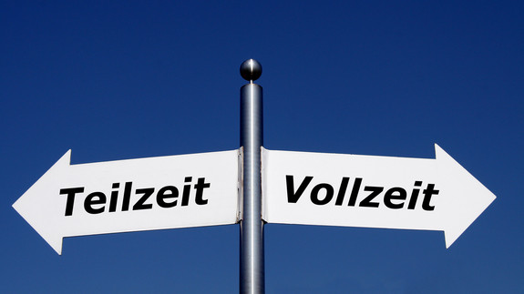 Teilzeit oder Vollzeit Pfeil, Richtung, Orientierung, Hinweis, Links, Rechts, Schild, S