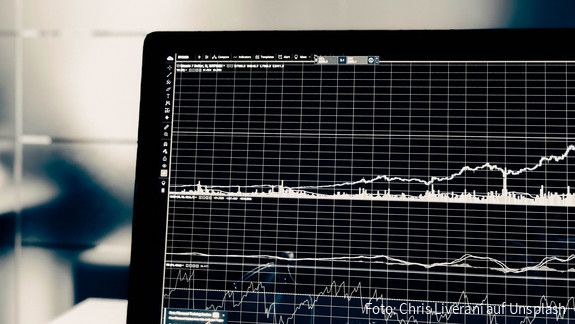 Ein Computerbildschirm mit einer grafischen Entwicklung von Zahlen