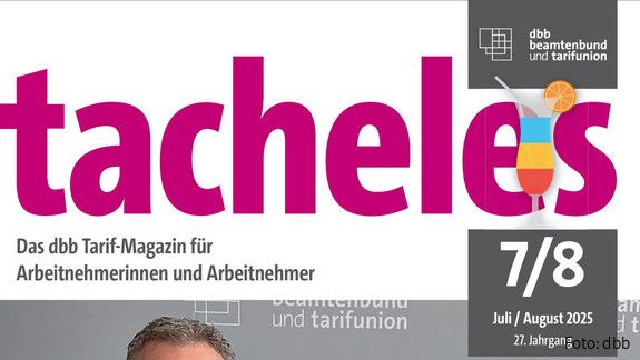 Titelseite eines magazins mit dem pinken Schriftzug "tacheles"